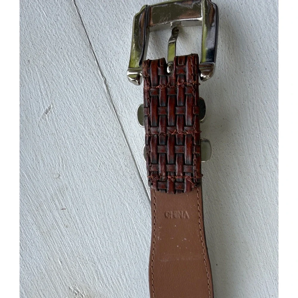 Greg Norman Mens Brown Woven Leather Belt GNS5AB12-214 Size 40/100